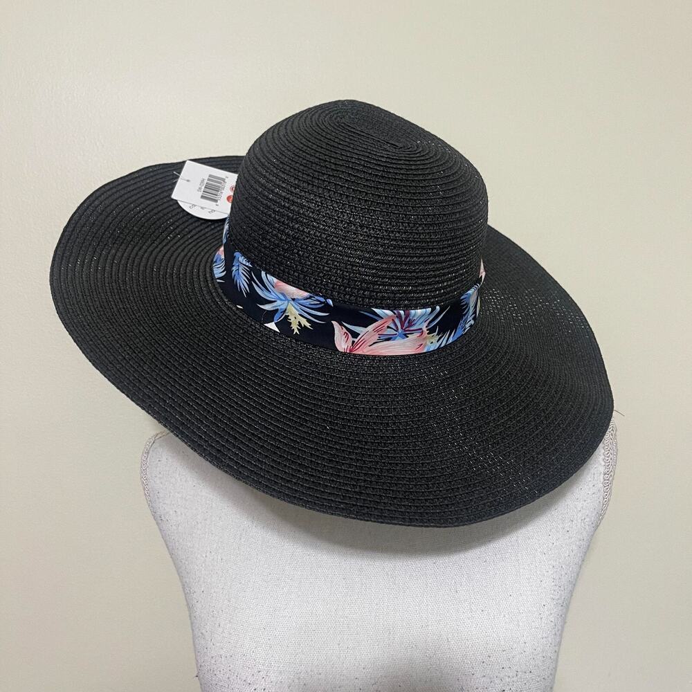 Women Black Summer Hat Breathable for Outdoor Beach 16" wide 4" deep UPF 50+ NEW